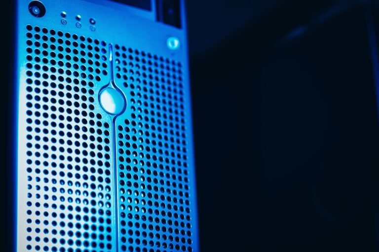 Servidor rack close-up em data center